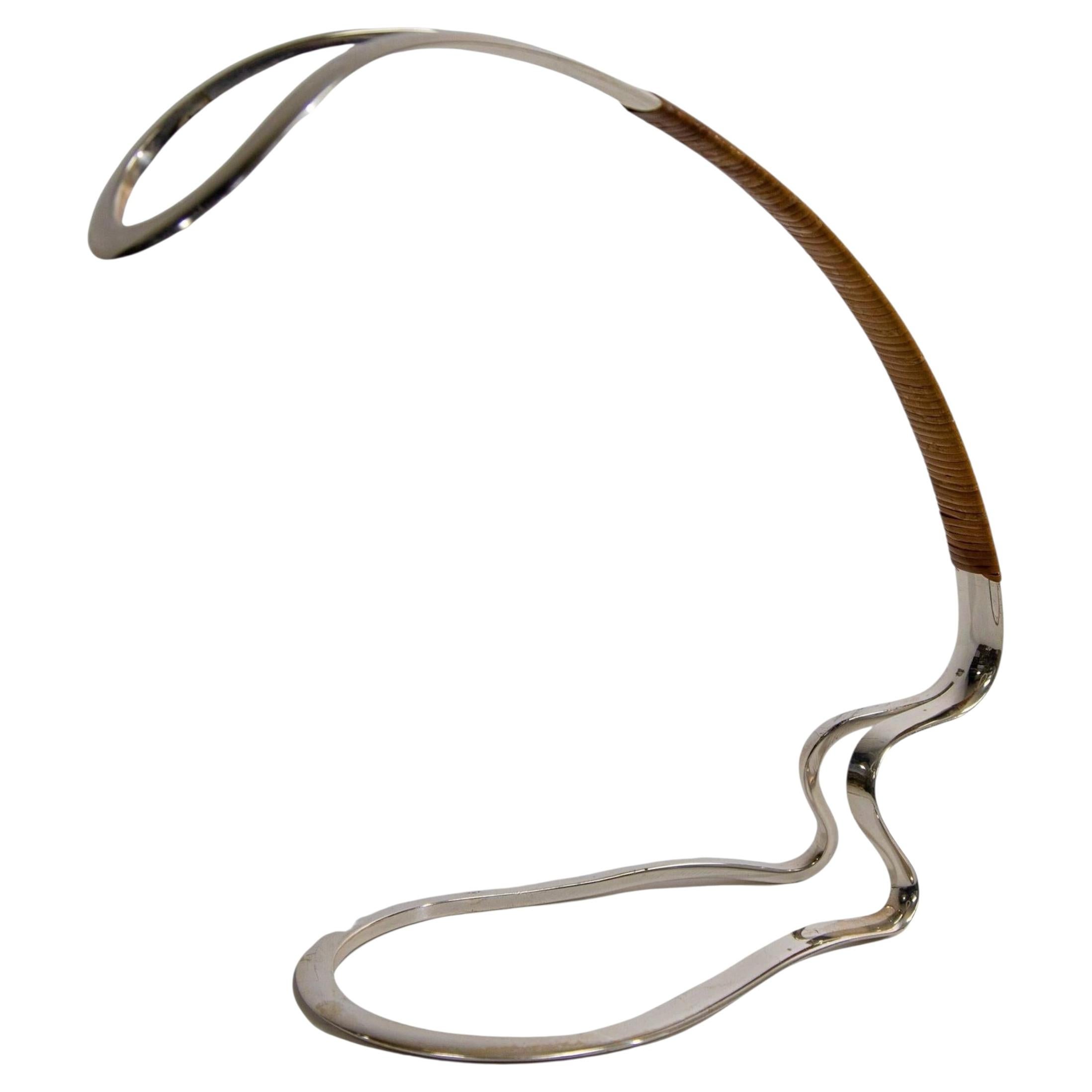 Vintage-Weinflaschenhalter aus Silberblech und Schilfrohr von Eisenberg Lozano, 1960