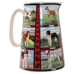 Vintage 1970s Ceramic Pitcher, Derbyshire England with Dog Breeds Pictures