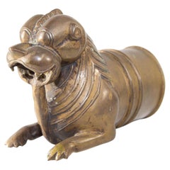 Antique Mythical Tiger Finial Bronze Palanquin Handle 18-19th Century
