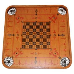 Antique Carrom Large Wooden Game Board Double-Sided No. 1 Archarena Style 'E'