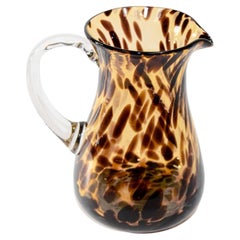 Vintage Hand-Blown Tortoise Shell Glass Pitcher, Italian Murano, 1980