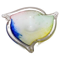 Seguso Sommerso Murano Art Glass Triangular Bowl or Ashtray, Italy 1960s