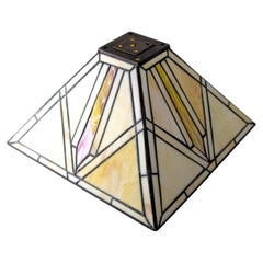 Vintage Arts and Crafts Mission Frank Lloyd Wright Style Stained Glass Shade