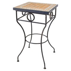 Vintage Moroccan Mosaic Tile Side Table, Hand-Crafted Terracotta
