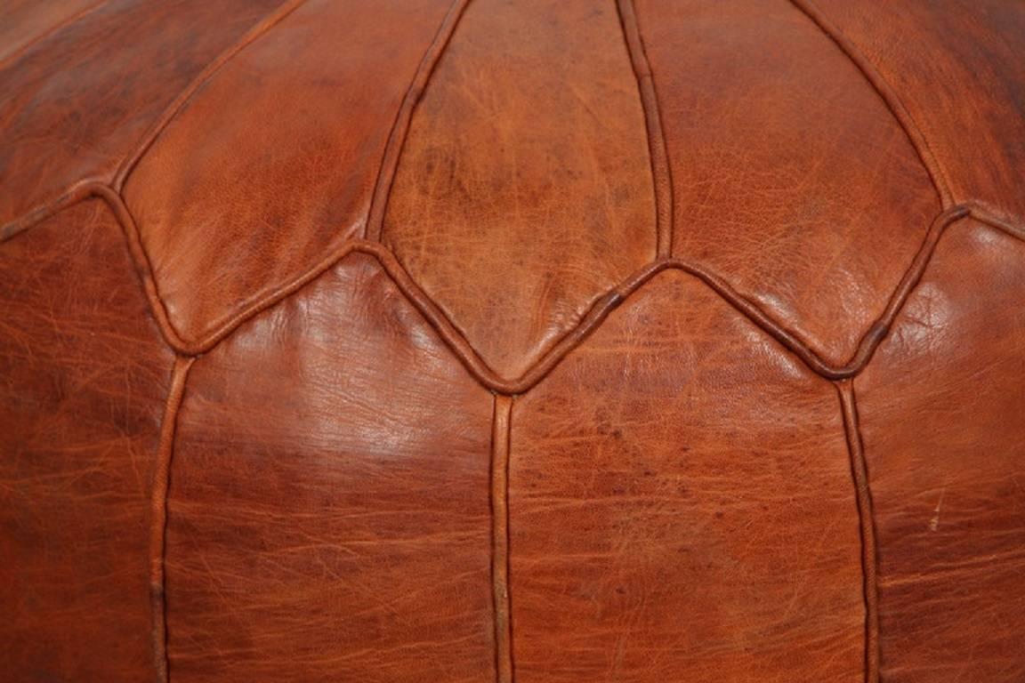 large leather pouf