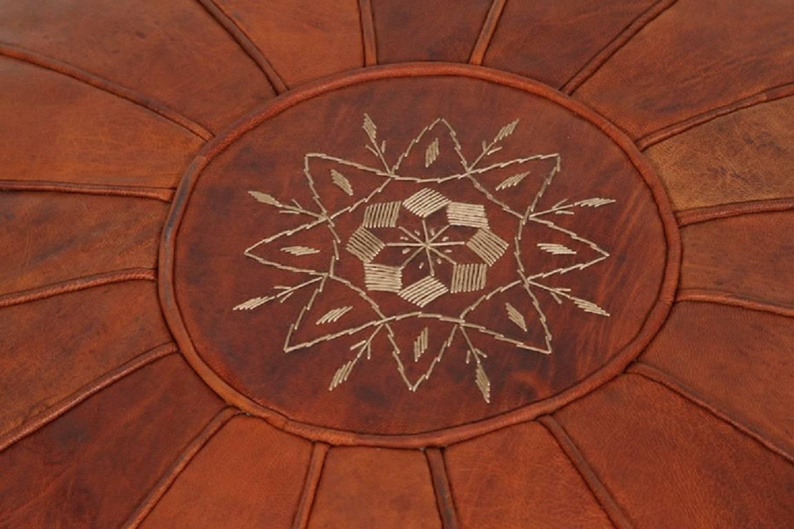 Bohemian Large Vintage Moroccan Leather Pouf