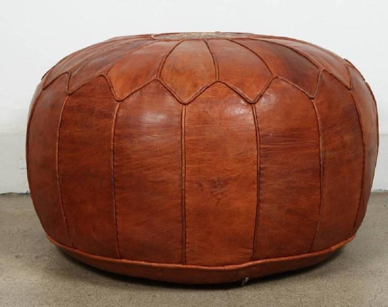 Large Vintage Moroccan Leather Pouf at 1stDibs