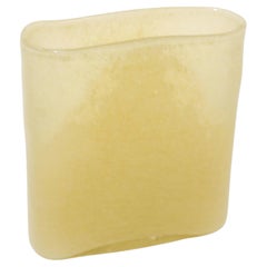 Handcrafted Yellow Beige Art Glass Vase Kosta Boda Style, 1980s