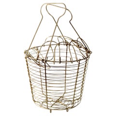 Cestino per uova in filo di metallo Antique French Farmhouse Decor