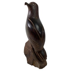 Hand-Carved Ironwood Falcon Sculpture, Folk Art, Mexico, Circa 1970