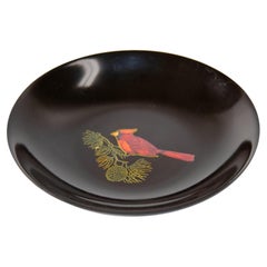 Circular Black Tray Platter Couroc of Monterey California, 1960s