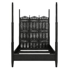 Hand-Carved Indo-Portuguese Moorish Queen Four-Poster Bed, India, 2000
