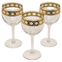 Set of 3 Vintage Culver Ltd Tyrol 22k Gold Rim Banding Wine Glasses