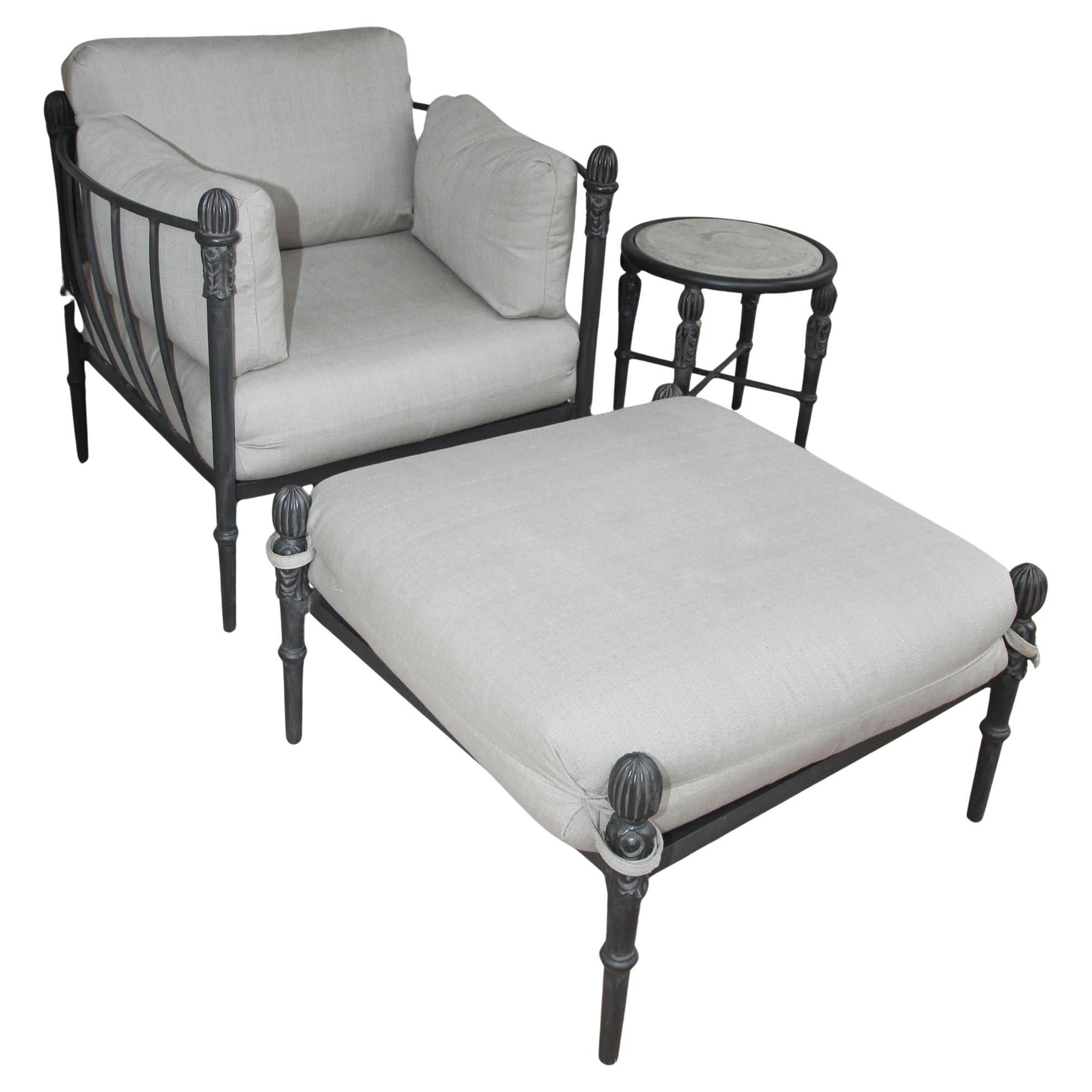 Sillón Montecito con otomana Estilo Michael Taylor