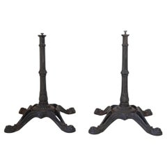Antique French Cast Iron Bistro Table Stand, Lion Legs, 1920s, Paris
