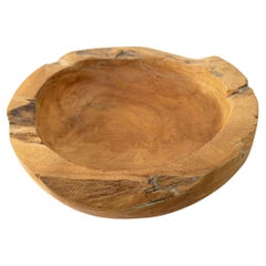 Vintage Tazón de Raíz de Madera Orgánica Natural de Forma Libre Borde Vivo Tazón Escultórico de Teca