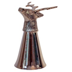 Stag Elk Silver Stirrup Cup Goblet Hunting Equestrian Barware Decor 1970s