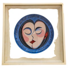 1970s VASARELY "Live and let live love and let love" Rosenthal Framed Plate