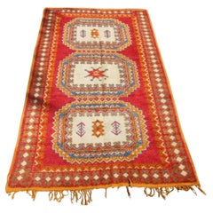 1960s Moroccan Berber Rug by Weaver Tribes, Hand-Knotted Wool, Orange