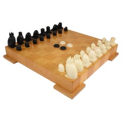 Michael Graves Postmodern Chess and Checkers Set, Maple Wood, 1990