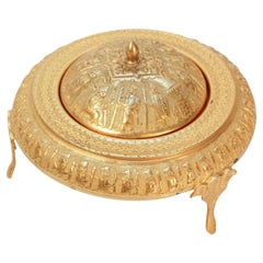 1960 Vintage in oro islamico moresco Roll Top Caviar Footed Dish Server