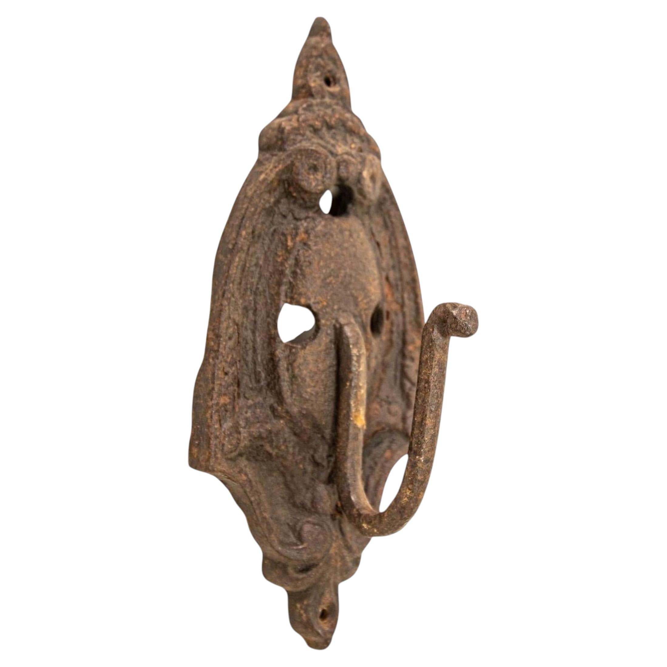 Antique Victorian Cast Iron Wall Coat Hook, Ornate Design, UK, 1920s