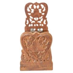 Serre-livres extensible en bois de teck sculpté à la main Inde années 1950