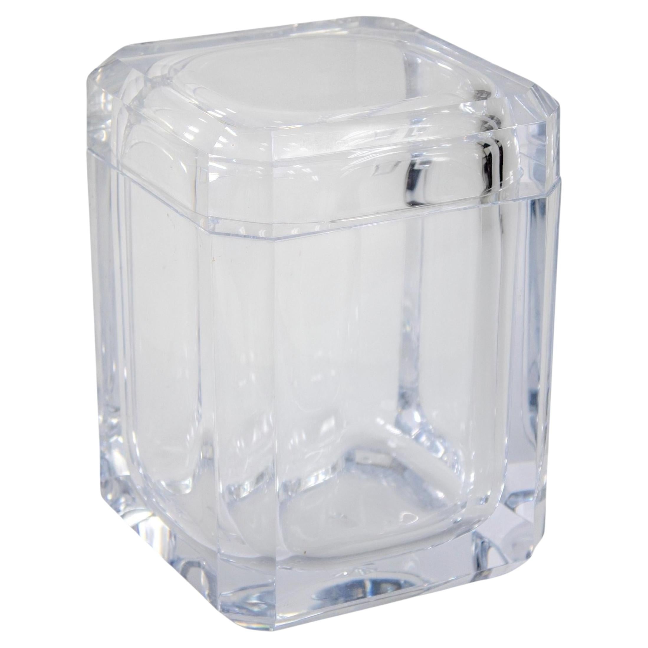 Secchiello per il ghiaccio sfaccettato in lucite in stile Alessandro Albrizzi, vintage, della metà del secolo scorso