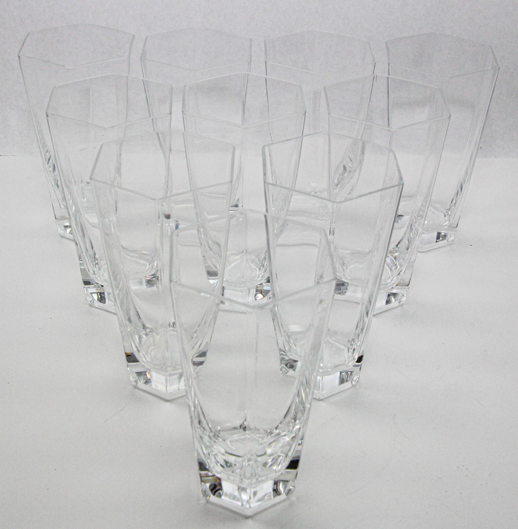 Frank Lloyd Wright by TIFFANY Crystal Tumbler Highball Glasses Barware Set of 8 For Sale