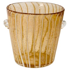 Italian Murano Venini Venetian Art Glass Ice Bucket Amber and White
