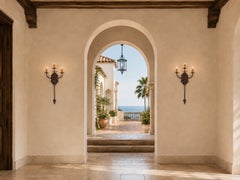 Pair of Vintage Spanish Revival Wrought-Iron Three-Light Wall Sconces