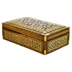 Middle Eastern Moorish Mother of Pearl Inlaid Marquetry Jewelry Box
