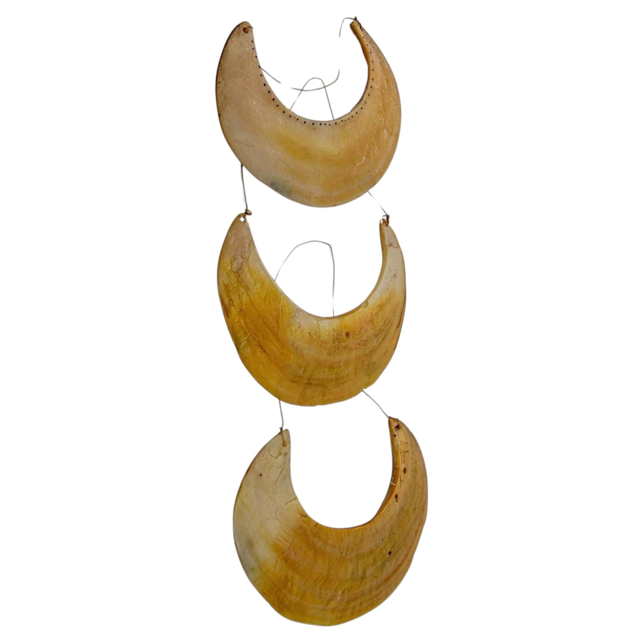 Antique Ethnic Tribal Kina Crescent Shell Necklaces Papua New Guinea Set of 3 For Sale