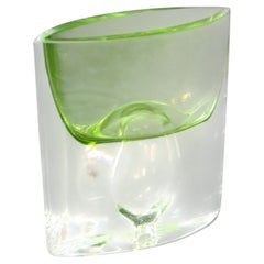 Krosno Poland Vintage Green Art Glass Bud Vase or Candle Holder