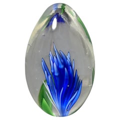 Vintage Italian Art Glass Paperweight Blue and Green Egg Shape