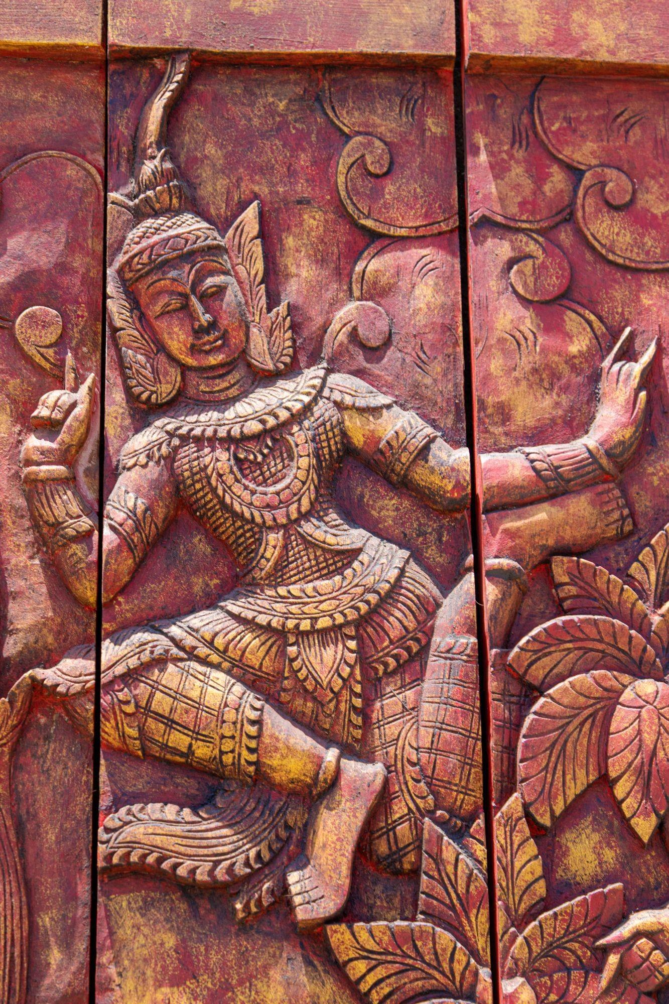 Antique Monumental Asian Hand-Carved Wooden Decorative Mural Panel 8ft For Sale 13