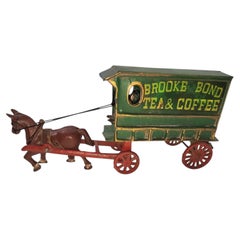 Brooke Bond, cheval et wagon en fonte vintage avec conducteur