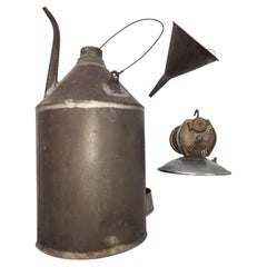 Carbide Coal Miners Lamp with Coal Oil Can and tin funnel by Justrite Areamlined