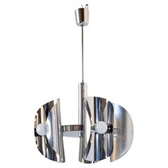 Lampe Vintage Chrome Space Age Lustre à 5 lumières en Acier 1970s