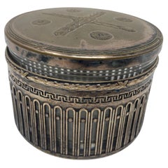WMF Art Deco Round Silver Plated Box with Glass Insert, Germany, 1910s