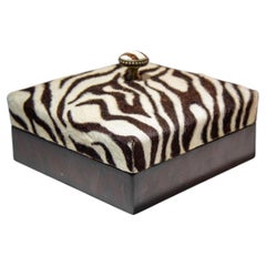 Maitland Smith Zebra Hide Decorative Box, Leather, 1980s, Philippines