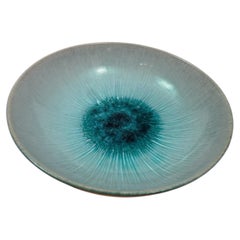 Studio Pottery Vintage Ciotola in ceramica con smalto in tonalità turchese, firmata