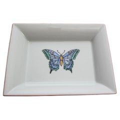 Hand-Painted Limoges Porcelain Catchall Dish with Butterfly Design