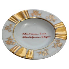 Cendrier de Limoges peint à la main France années 1960
