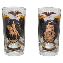 Vintage American Libbey Gold Drinking Glasses Set of 2 Hollywood Regency Retro