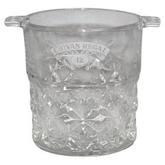 Vintage Heavy Cut Glass Ice Bucket Chivas Regal France 1980s