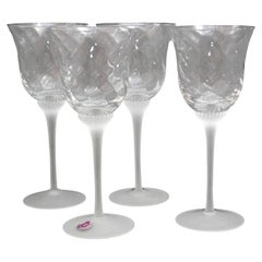 Fine Crystal Stemware Frosted Swirl Wine Goblets Set of 4