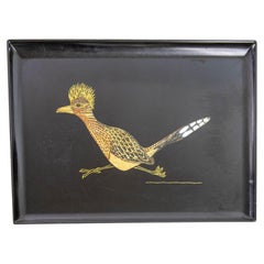 Couroc Roadrunner Vogel Design Barware Vintage Serviertablett Circa 1960
