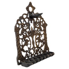 Lámpara de latón norteafricana Hanukkah Menorah Lámpara de aceite Judaica Marruecos Siglo XIX