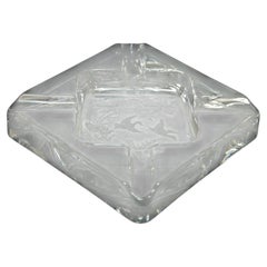 Queen Lace Crystal Glass Ashtray Dish Catchall Etched with Flying Geese 1970